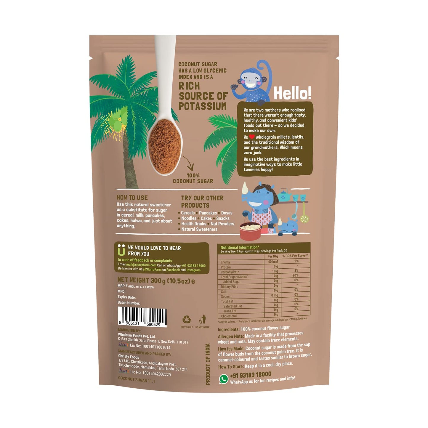 Slurrp Farm Coconut Sugar  Natural Sweetener, 300G
