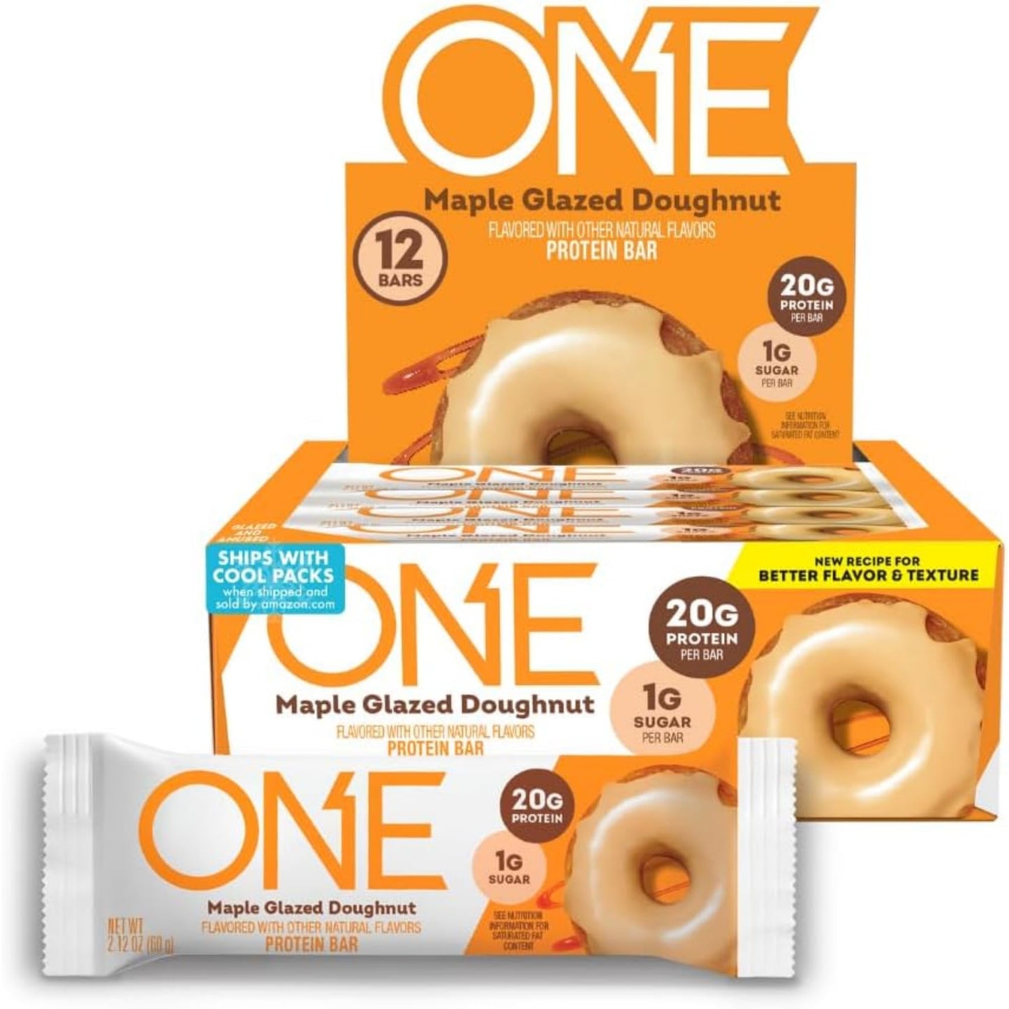 One Protein Bars, Maple Glazed Doughnut, Gluten-Free Protein Bar With 20G Protein And Only 1G Sugar, Snacking For High Protein D