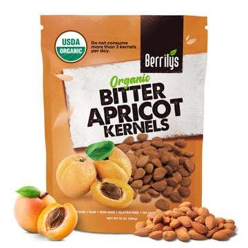 Berrilys Organic Bitter Apricot Kernels - Non-GMO, No Additives - 10 oz