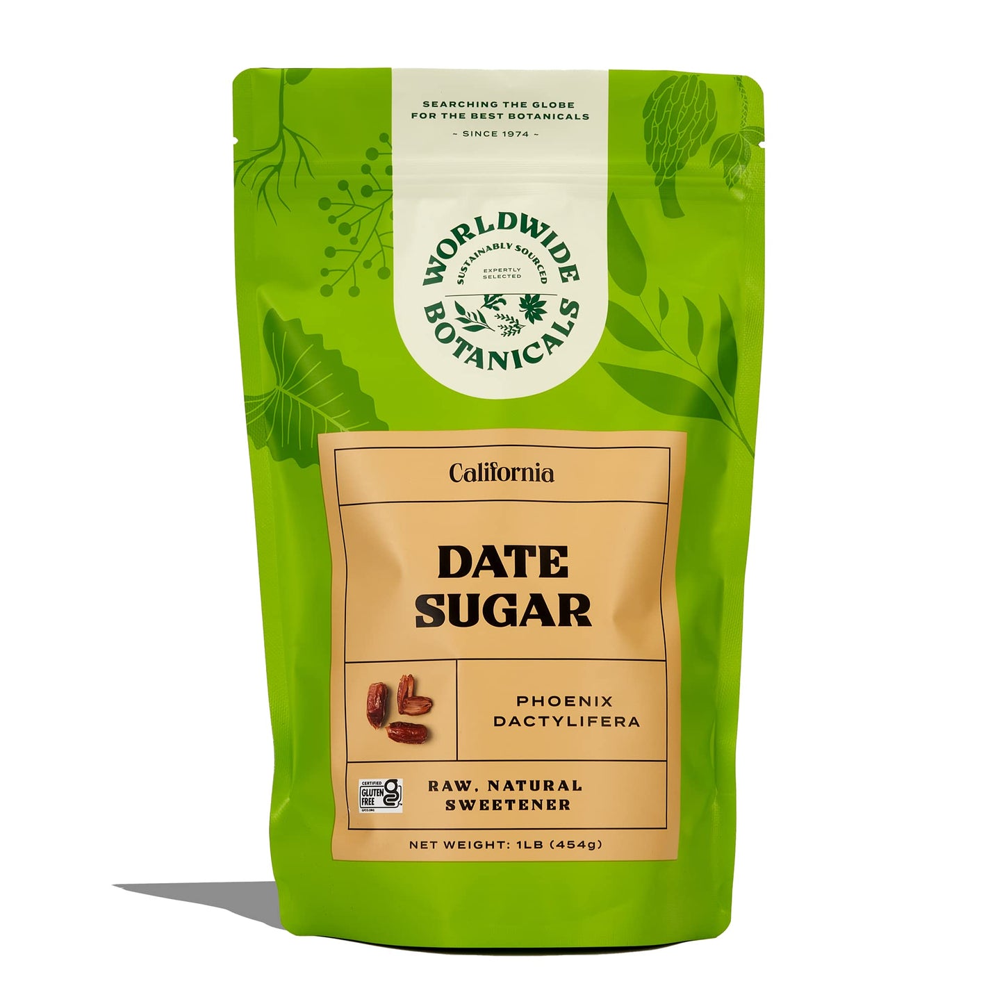 Worldwide Botanicals Date Sugar - 100% Pure Dried Dates, Natural Whole Food Sweetener, Gluten-Free, Granular, 1 Pound