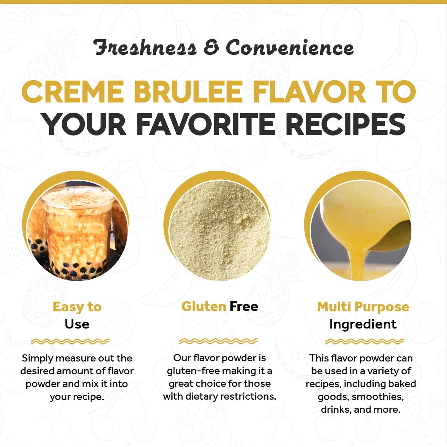 Fanale Premium Creme Brulee Bubble Tea Flavoring Powder | Perfect For Baking, Smoothies, Desserts And Drinks | Instant Flavoring