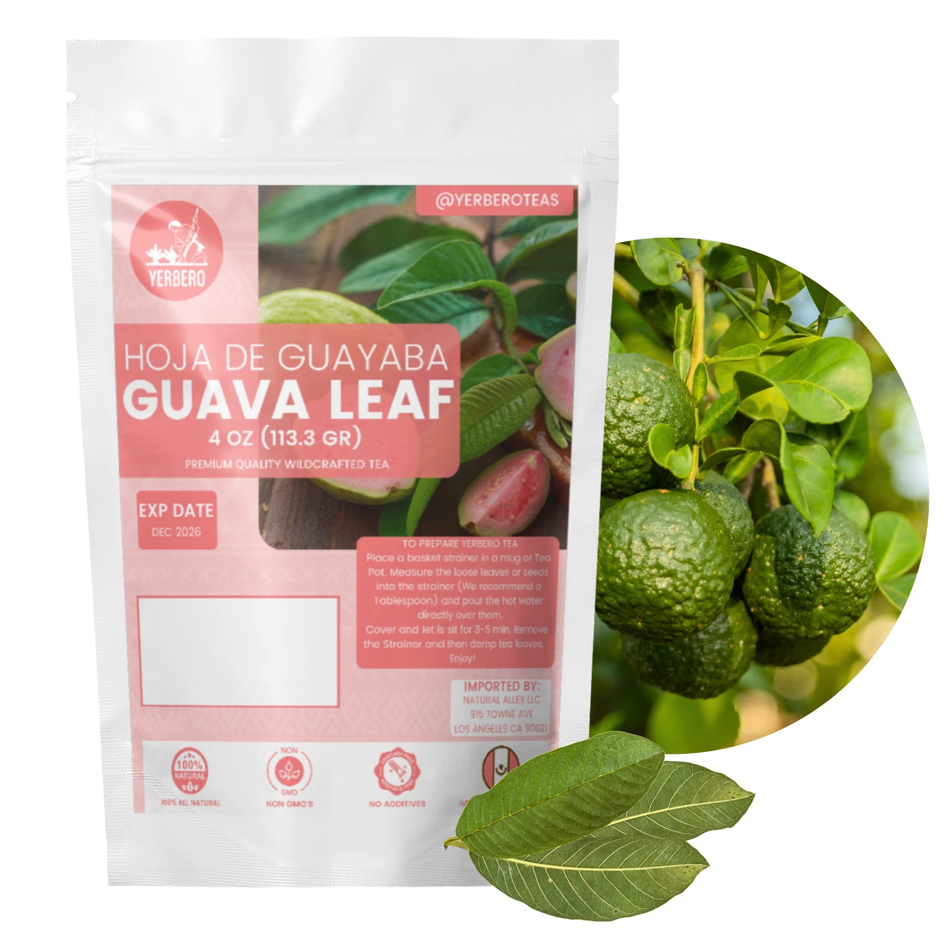 Yerbero - Whole Guava Leaf 4Oz (113G) Herbal Tea (Te Hojas De Guayaba Enteras) | Makes 40+ Cups | Crafted By Nature100% All Natu