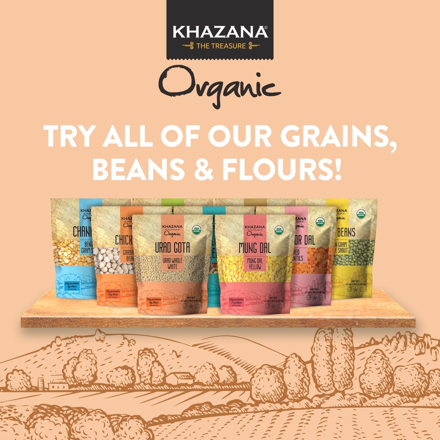Khazana Organic Chickpeas 4Lb - Garbanzo Beans | Non-Gmo, Gluten Free & Kosher | Authentic Lentils From India