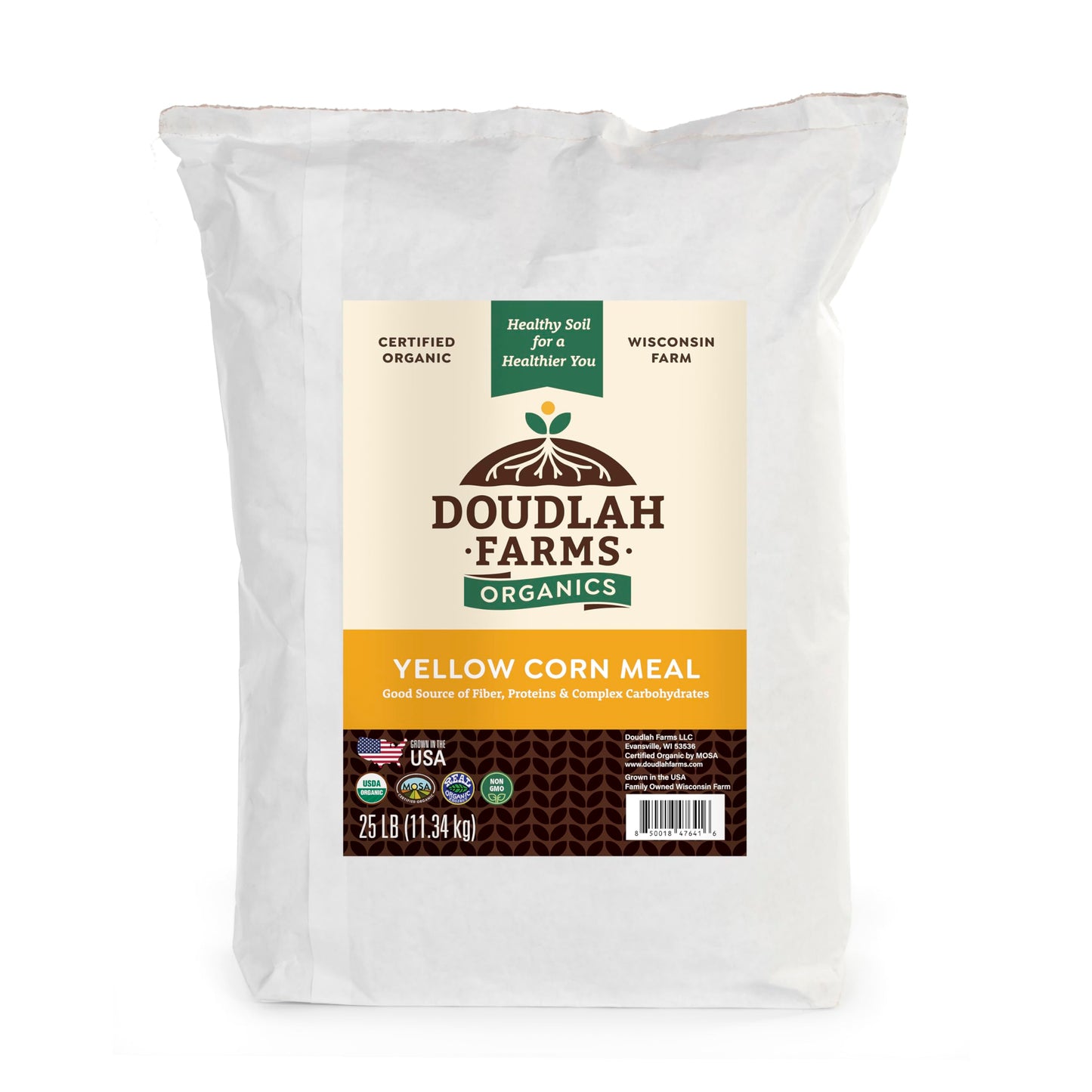 Organic Yellow Cornmeal 25 Lb Fine Grind - Non-Gmo  Gluten-Free  Sugar-Free  Farmed From Regenerative Soil  Vegan  Grown In Usa  For Baking Cornbread  Muffins  Pancakes  And More By Doudlah Farms