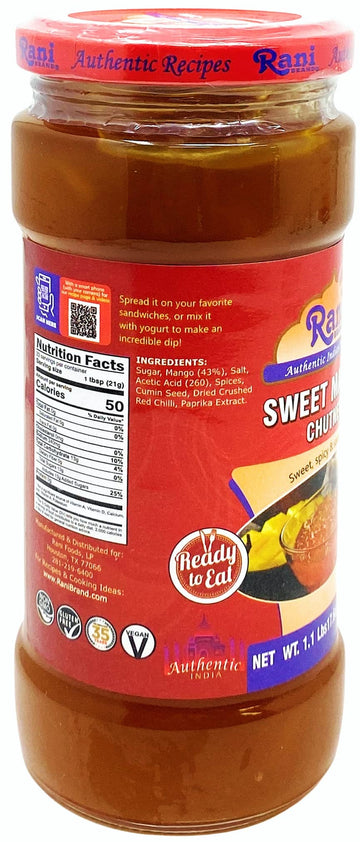 Rani Sweet Mango Chutney (Indian Preserve) 17.6Oz (500G) 1.1Lbs Glass Jar, Ready To Eat, Vegan ~ Gluten Free, All Natural, Non-G