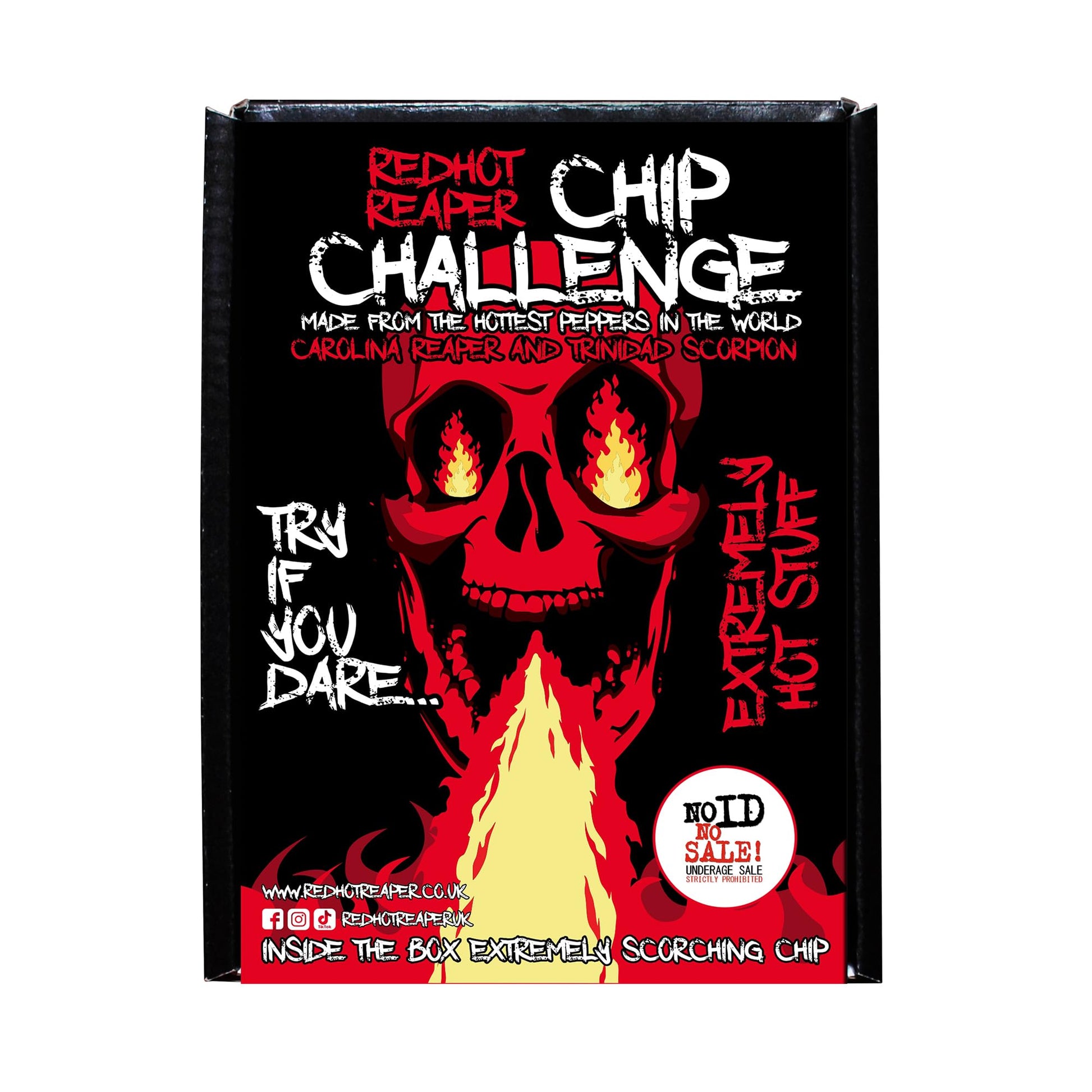 Red Hot Reaper Hot Chip – Carolina Reaper & Trinidad Scorpion Flavor, 1 Count, Black