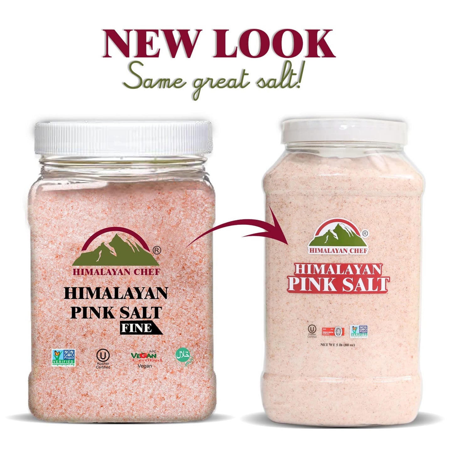 Himalayan Chef Pink Salt Fine Grain - 80 Ounce Plastic Jar, GMO & Gluten-Free