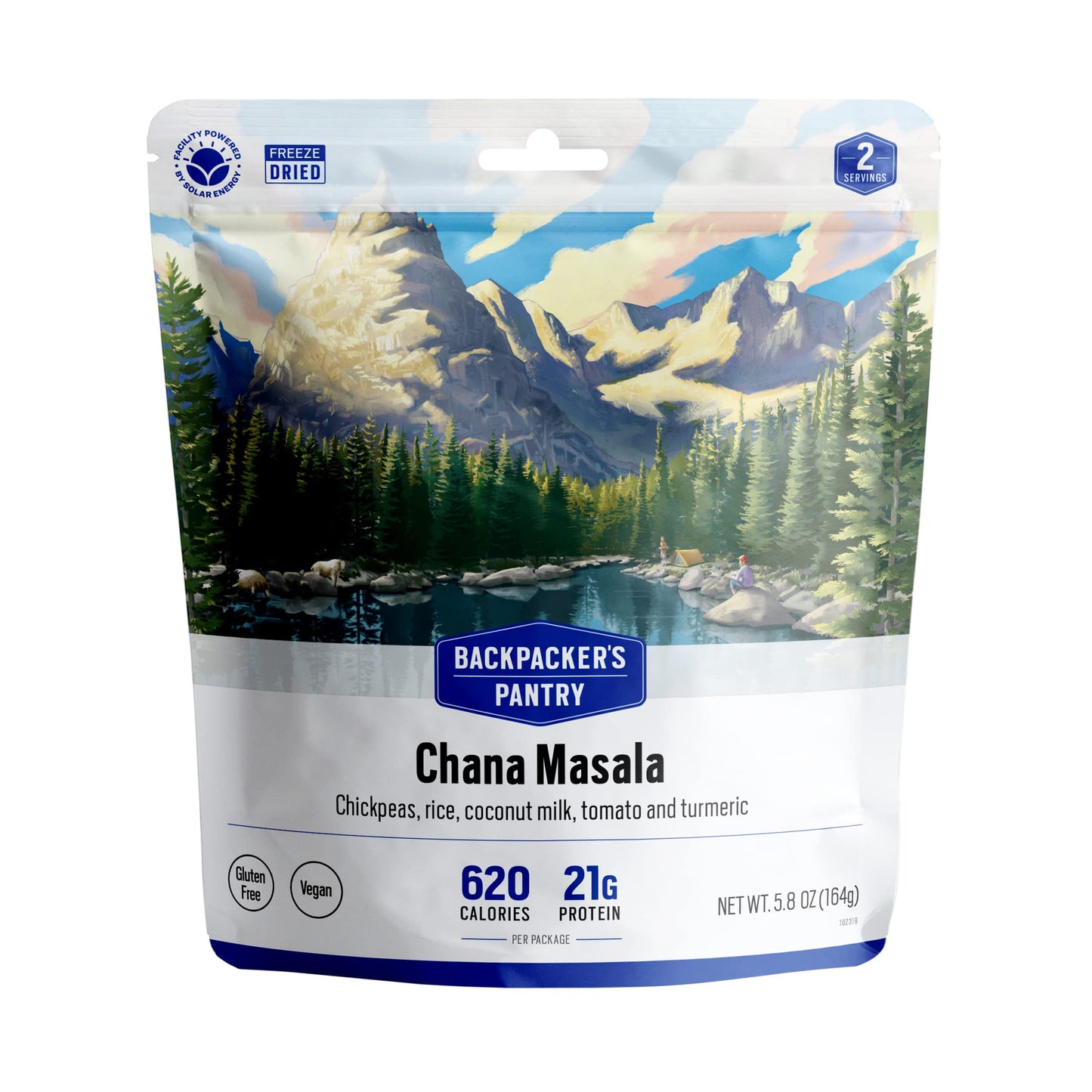 Backpackers Pantry Chana Masala, 2 Servings Per Pouch, Freeze Dried Food, 14 Grams of Protein, Vegan, Gluten Free