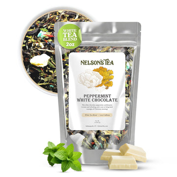Nelson's Tea - White Chocolate Peppermint Loose Leaf Tea - Green tea, white tea, peppermint, safflower, and mint chocolate - 2 o