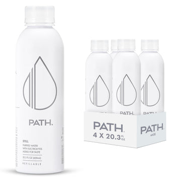 PATHWATER Ultra-Purified Bottled Water, BPA-Free Aluminum Bottle, 20.3 Fl Oz (Pack of 4)