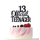 Black Glitter 13 Official Teenager Cake Topper, Cheers To 13 Years Decor, 13Th Birthday Party Decorations
