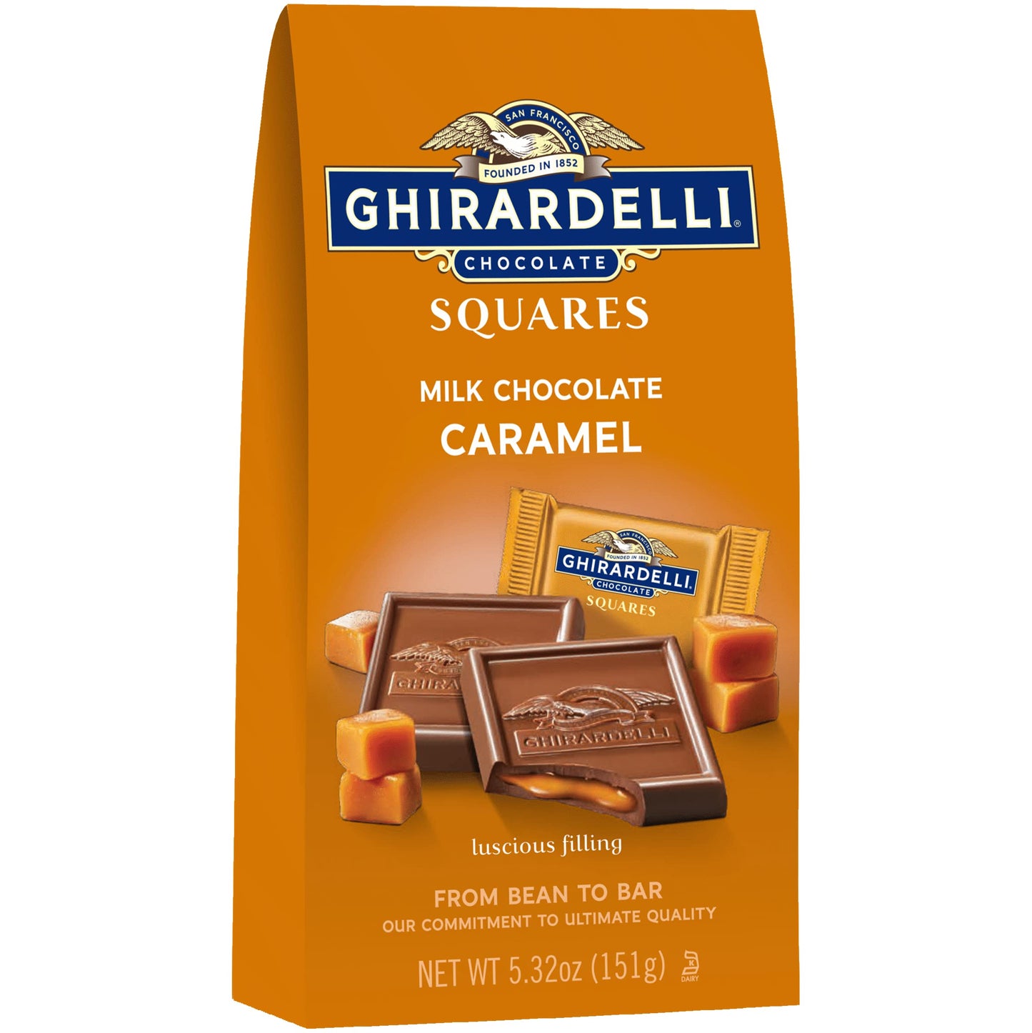 Ghirardelli Milk Chocolate Caramel Squares, 5.32 Oz. Gift Bag