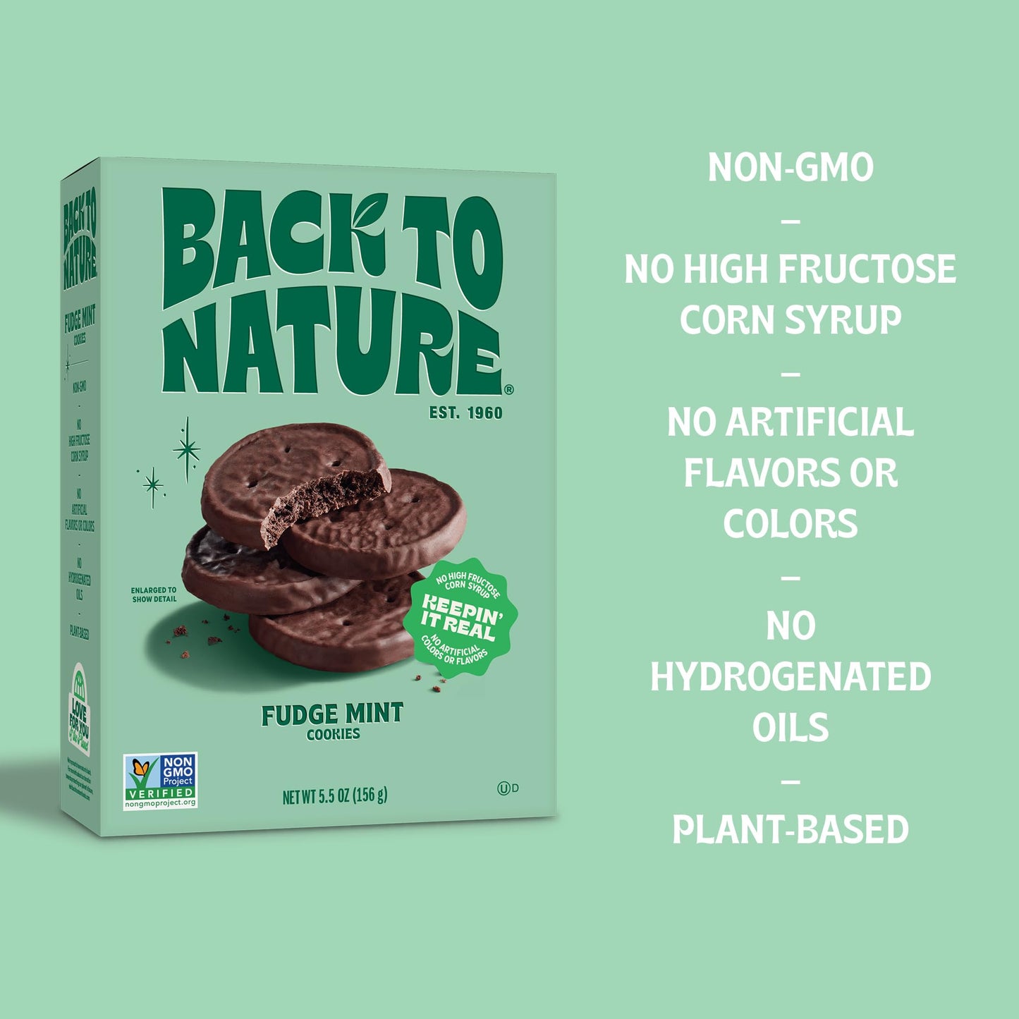 Back To Nature Fudge Mint Cookies - Vegan, Non-Gmo, Made With Wheat Flour, Seriously Tasty Snacks, 5.5 Ounce
