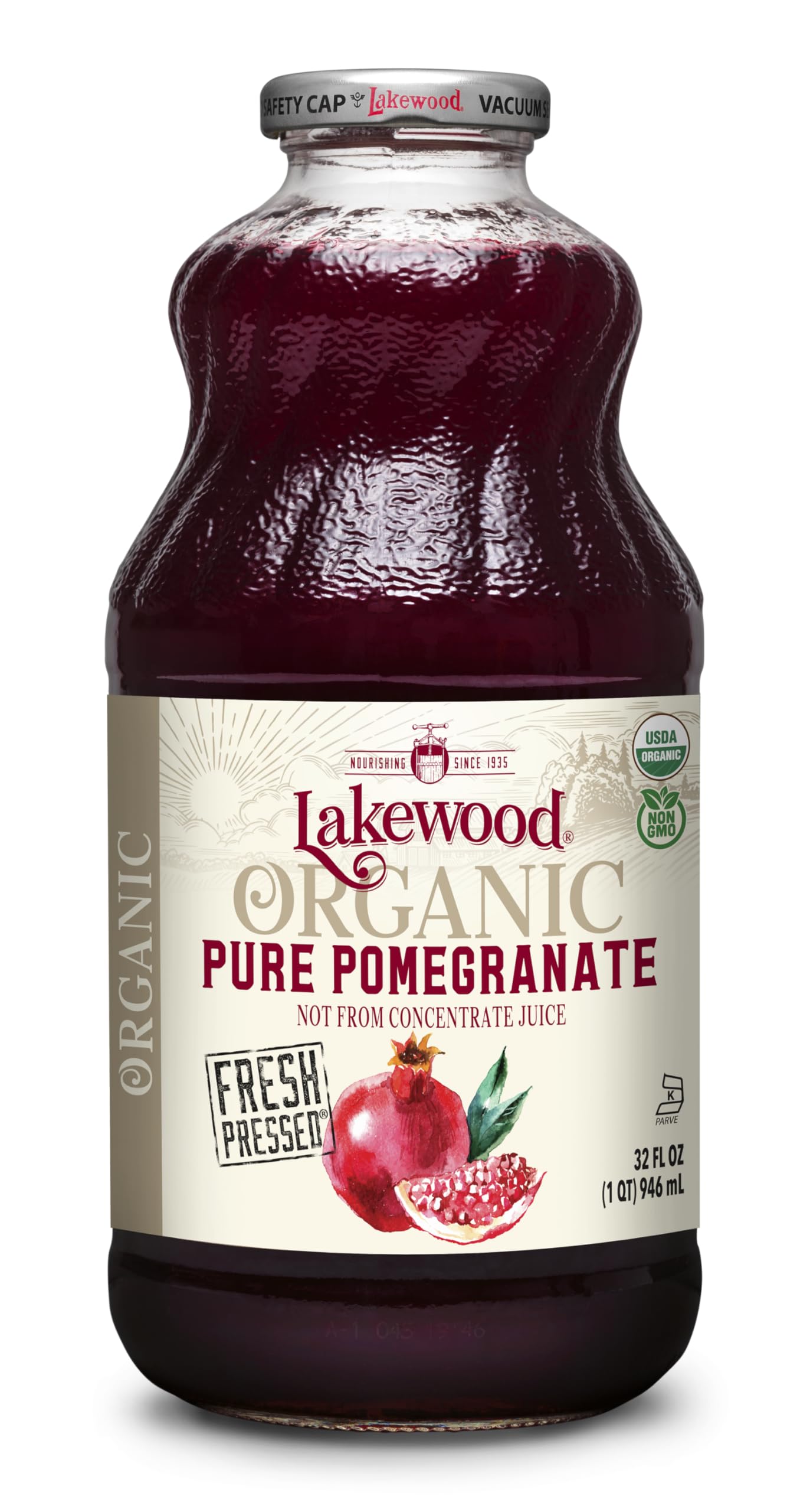 Lakewood, Organic Pure Pomegranate Juice, 32 Fl Oz Bottle
