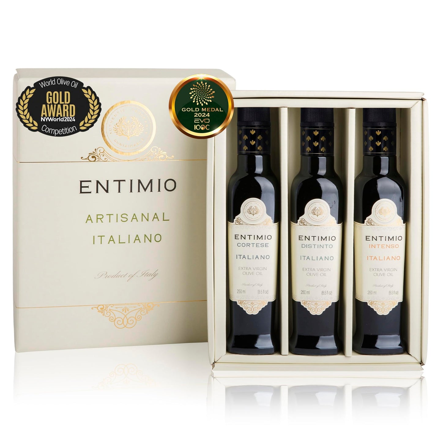 Entimio Collection - Tuscany Extra Virgin Olive Oil Organic Gift Set, 2024 Gold Winner Italian Olive Oils From Italy, 400+ To 60