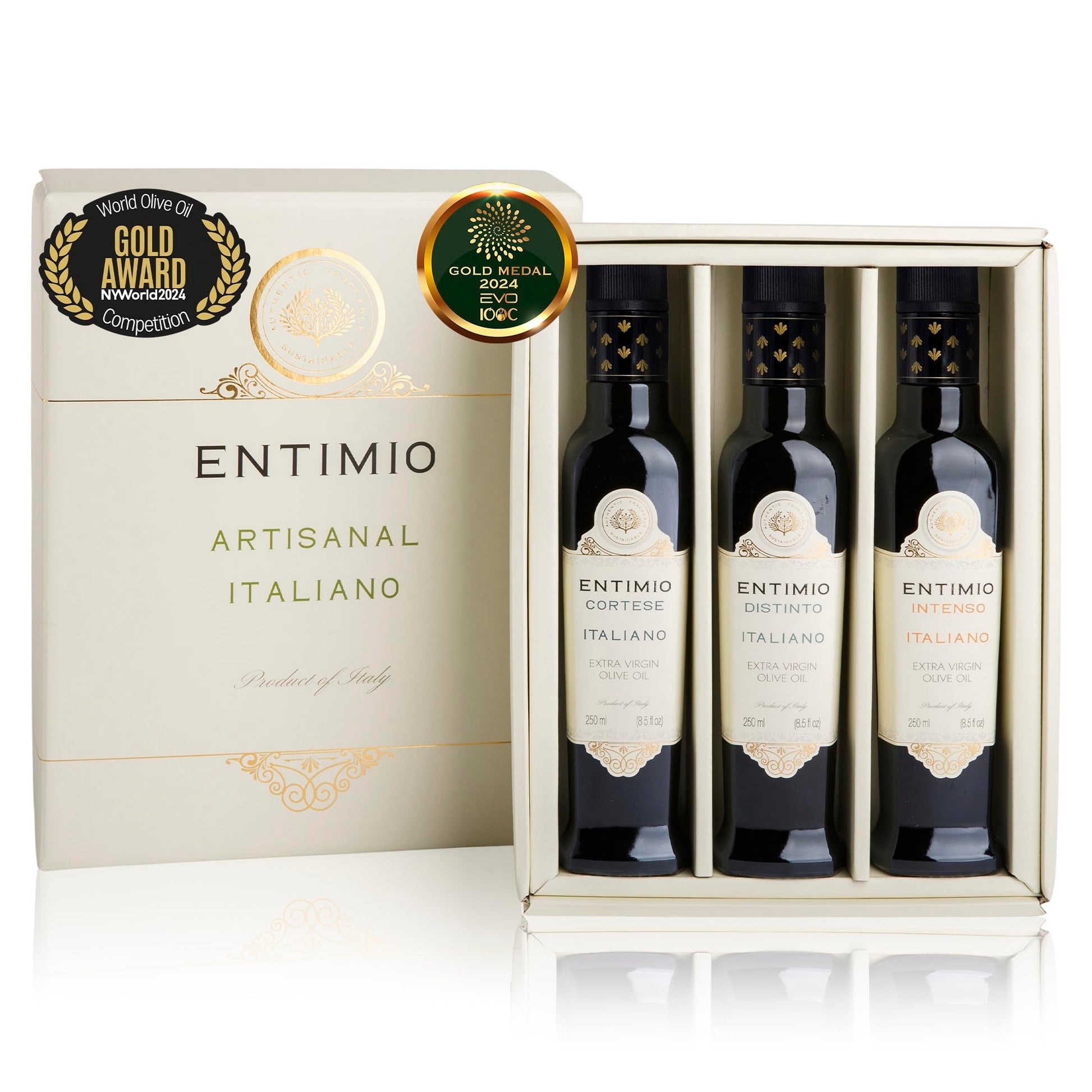 Entimio Collection - Tuscany Extra Virgin Olive Oil Organic Gift Set, 2024 Gold Winner Italian Olive Oils From Italy, 400+ To 60