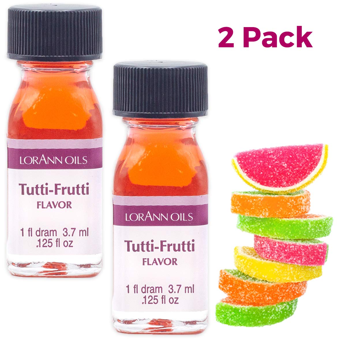 Lorann Tutti Frutti Ss Flavor, 1 Dram Bottle (.0125 Fl Oz - 3.7Ml - 1 Teaspoon) - 2 Pack