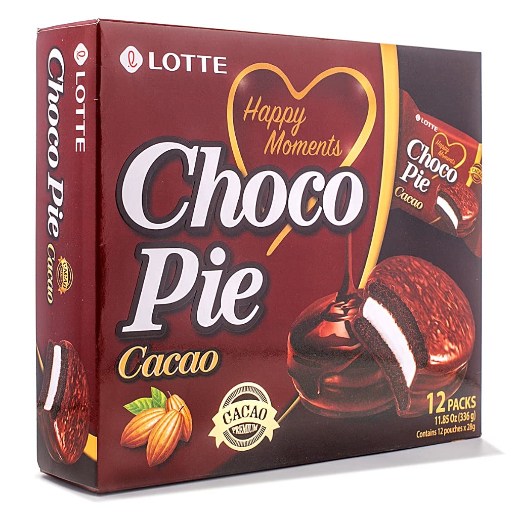 Lotte Lingtoolator Choco Pie, Pack of 12, 11.85oz Total Weight, Chocolate Flavored Treat