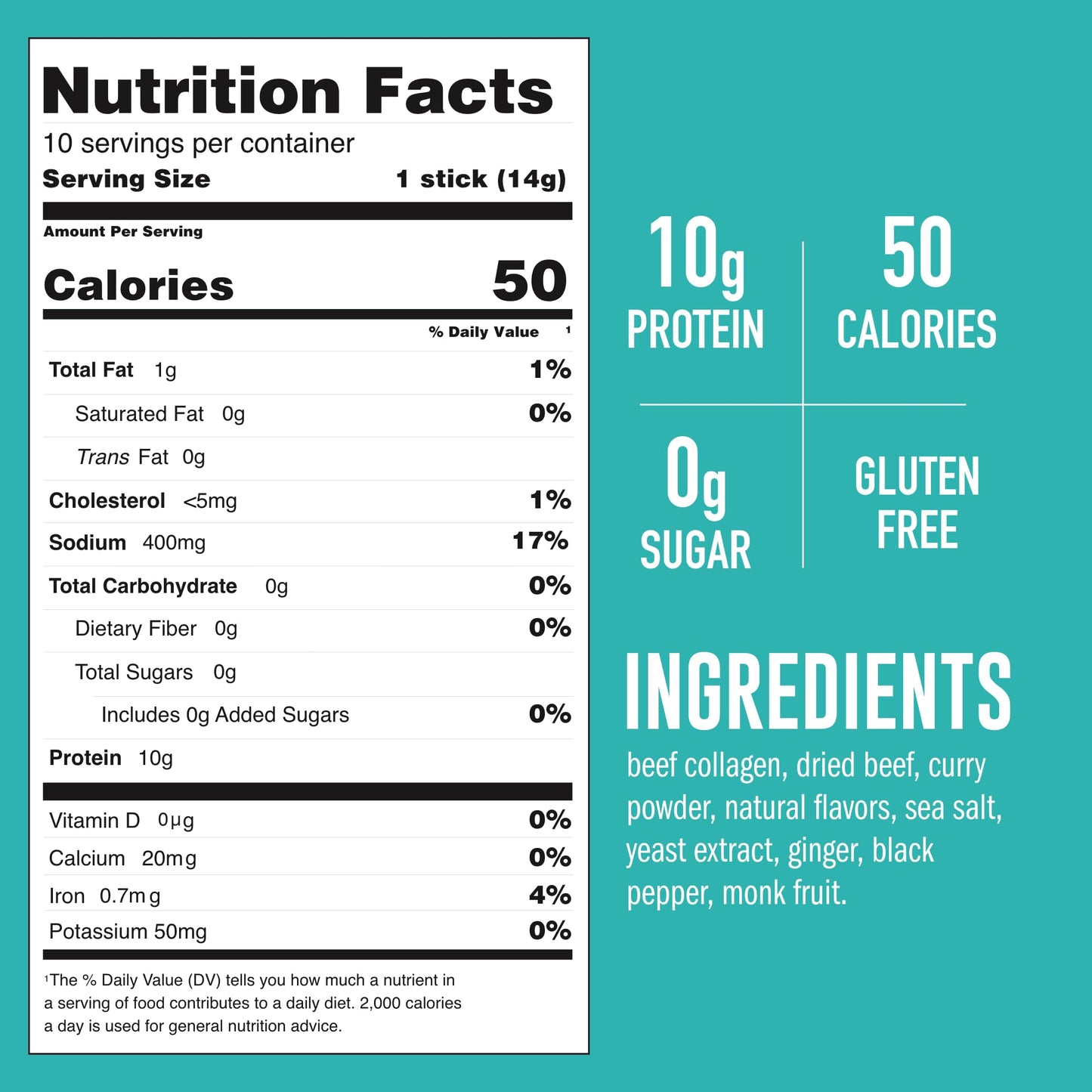 LonoLife Thai Curry Beef Bone Broth Powder Mix, 10g Protein, Keto & Paleo Friendly, 10 Stick Packs
