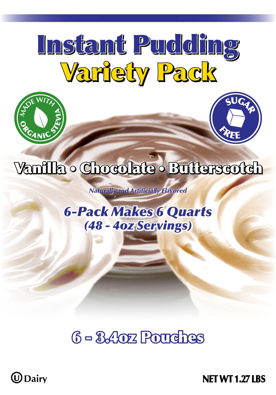 Gramzero Variety (Vanilla, Chocolate, Butterscotch) Sugar Free Pudding Mix 6-Pack, Great For Nutrition Club Meal Replacement Sha