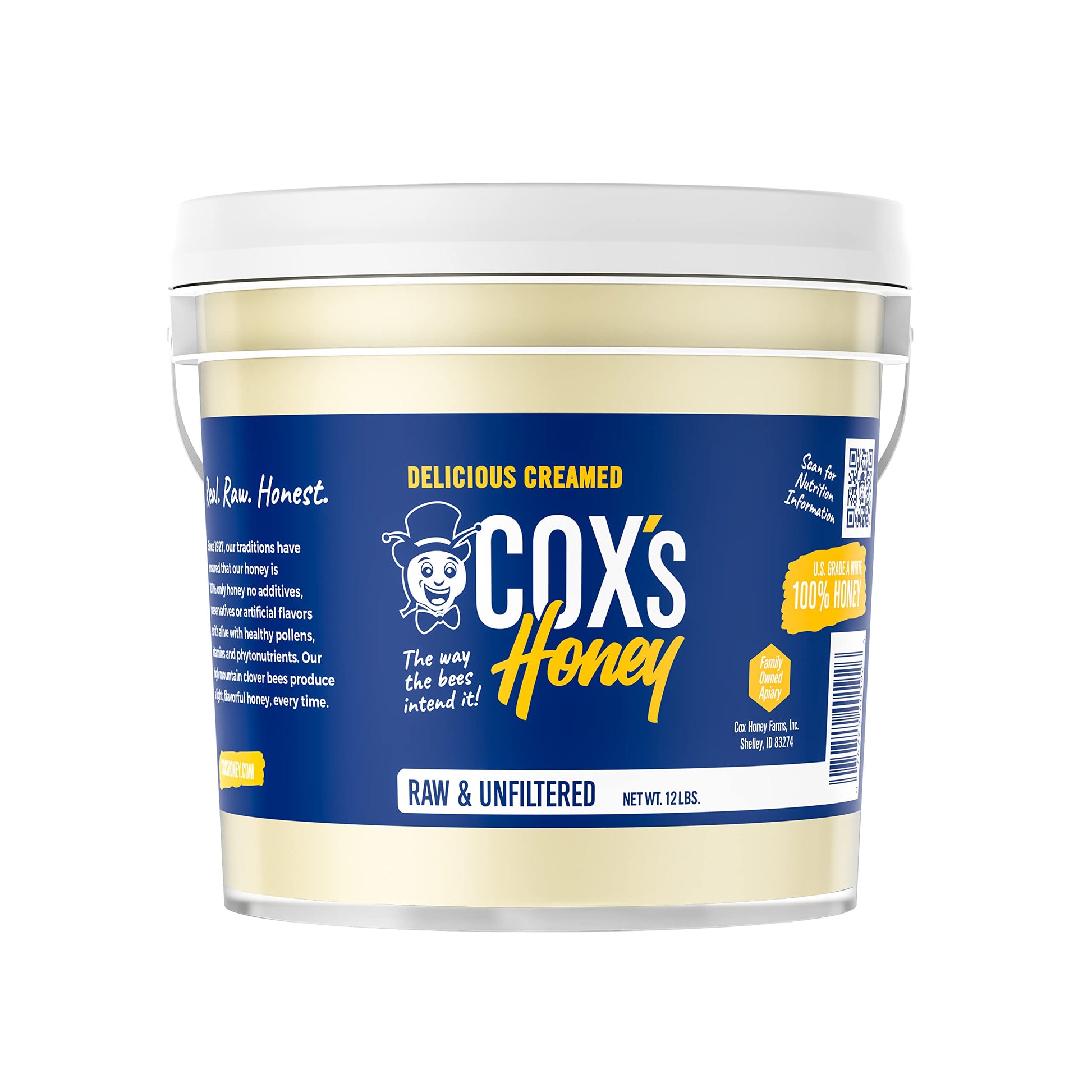 Cox'S Honey - Bulk Creamed Whipped Honey Raw Unfiltered | 100% Pure Clover Delicious Honey - Product Of The Usa (12 Lbs)