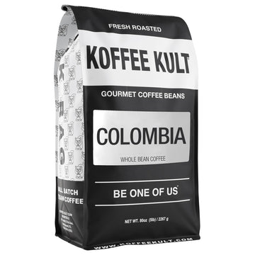 Koffee Kult Colombian Medium Roast Coffee Beans, 100% Arabica, Whole Bean, 80oz