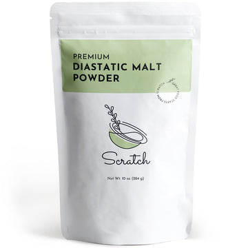 Scratch Diastatic Malt Powder For Baking - (10Oz) Dried Barley Malt For Baking Bread - Bread Improver - Premium Baking Ingredien