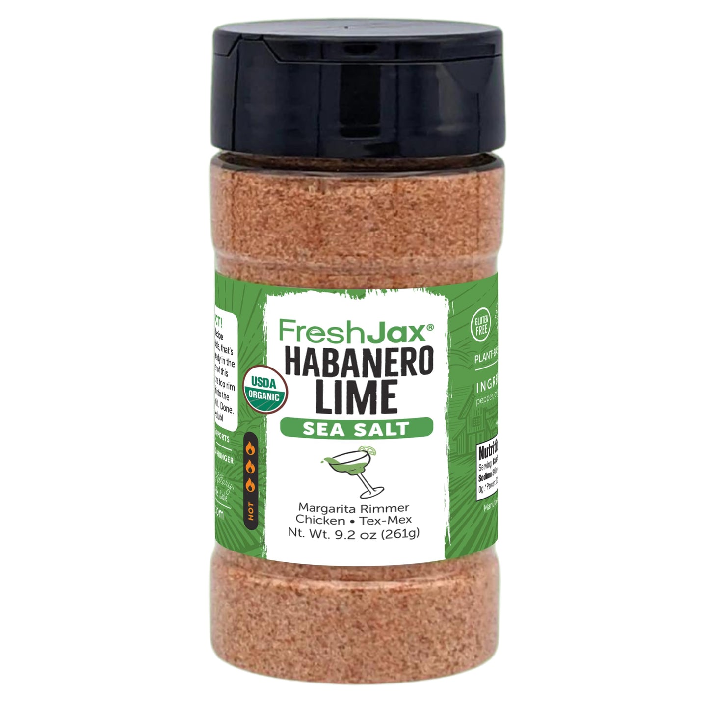 FreshJax Organic Spicy Habanero Lime Seasoning Sea Salt, 9.2 oz, Non-GMO, Gluten-Free, Keto, Paleo, No Preservatives