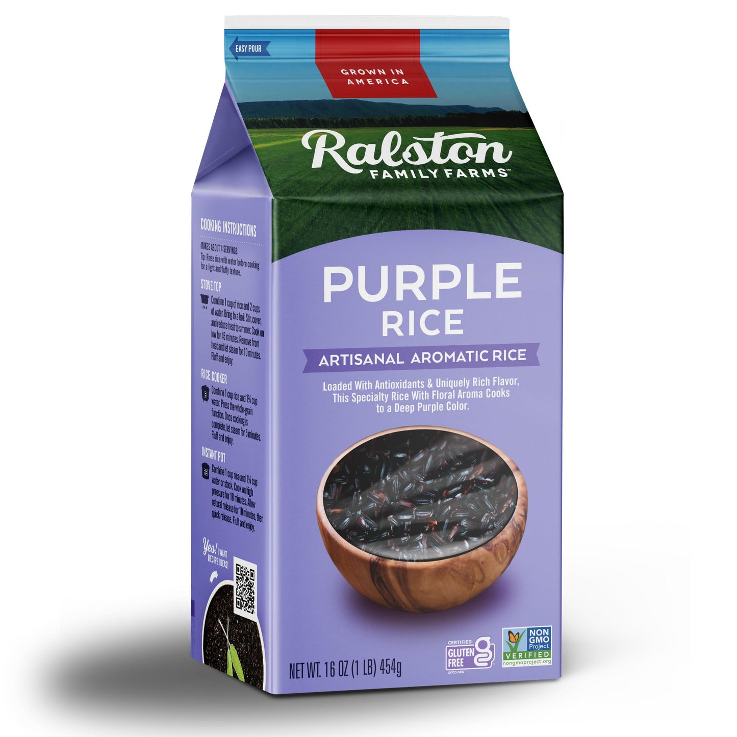 Ralston Family Farms Purple Rice, 16 oz Carton: 6 Pack, American Grown, Non-GMO, Naturally Gluten Free