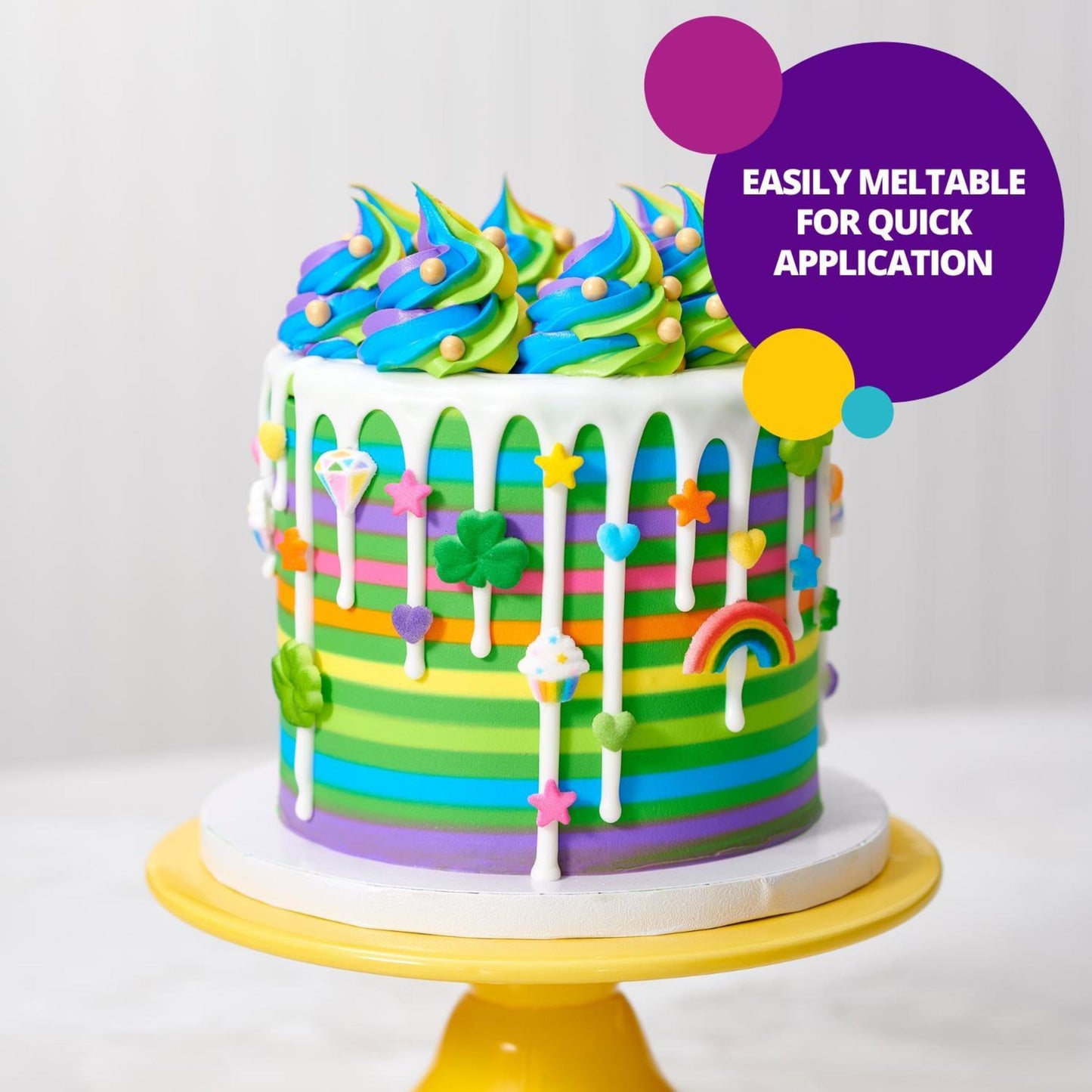 Decopac Cake Drip, Bright Green Color, Vanilla Flavor, Matte Like Chocolate, 6.35 Oz