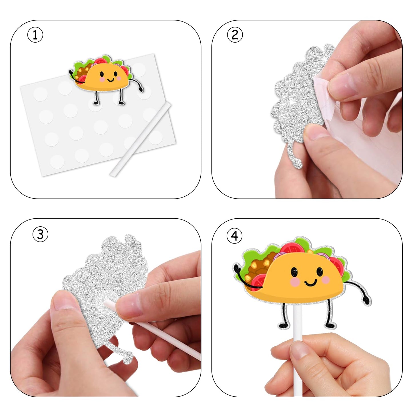 18Pcs Gold Glitter Cute Taco Bout Dessert Cupcake Topper Mexican Yummy Food Fiesta Festival Theme Decor Supplies Baby Shower Hap