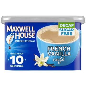 Maxwell House International French Vanilla Caf  -Style Decaf Sugar Free Light_Roast Beverage Mix, 4 Oz. Canister