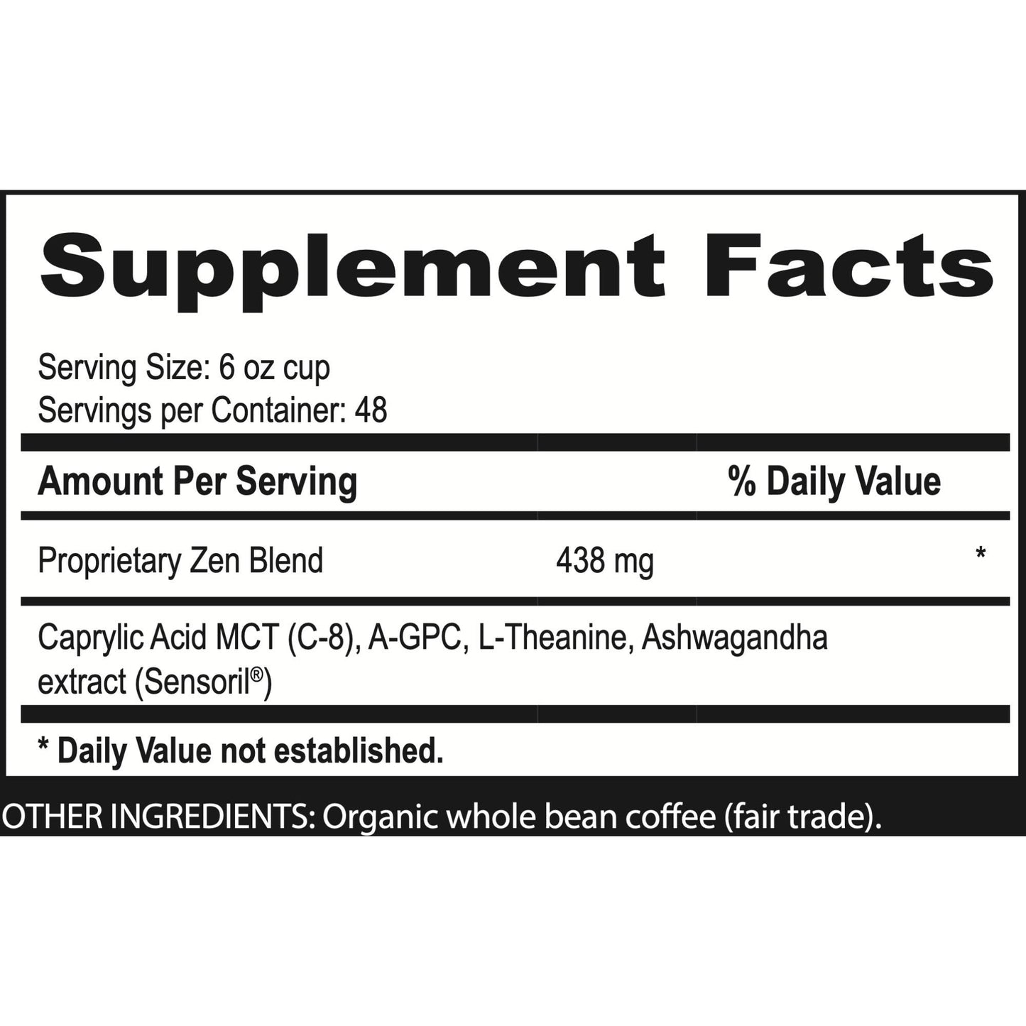 Brain Bean Organic Coffee Whole Bean with MCT, A-GPC, L-Theanine & Ashwagandha, 16 Oz