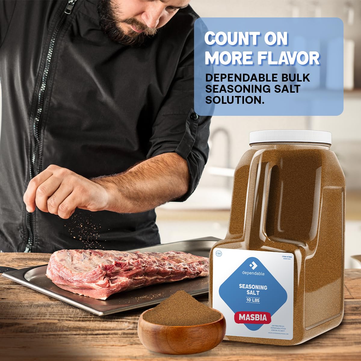 Dependable Food Seasoning Salt - 10 Lb. Resealable Jug - Non-Gmo, Kosher - Bulk Jar For Flavorful Seasoning