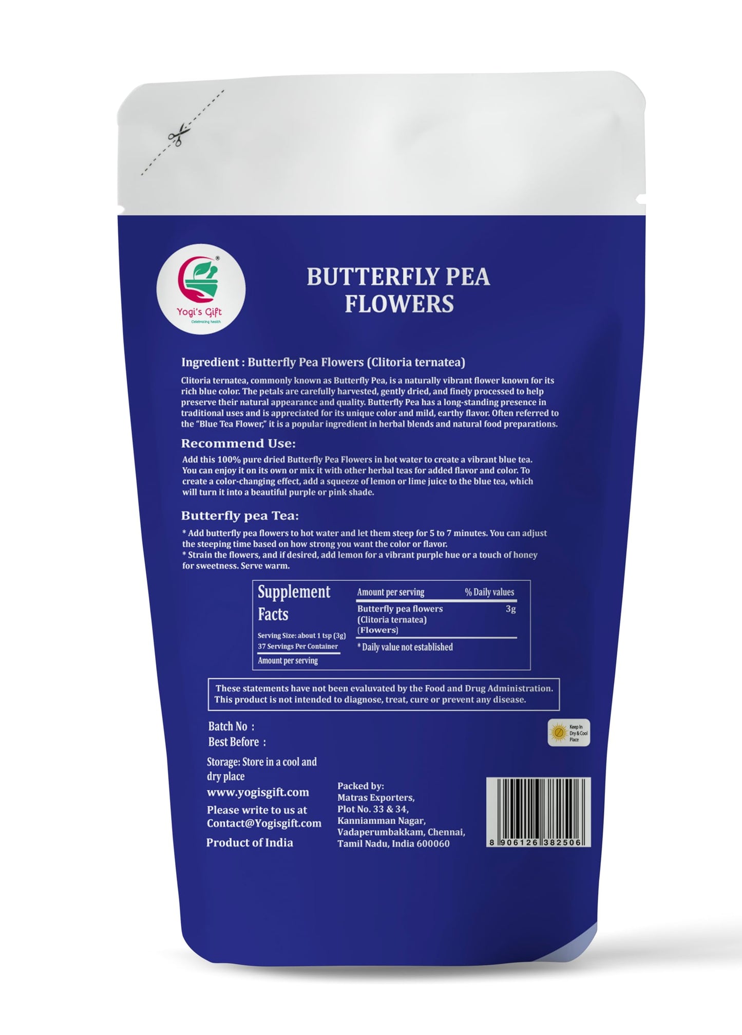 Butterfly Pea Flower Dried 4Oz (300+ Cups) | Blue Butterfly Pea Flower Tea | Beautiful Blue Or Purple Food Coloring | Enhanced Quality | By Yogis Gift®
