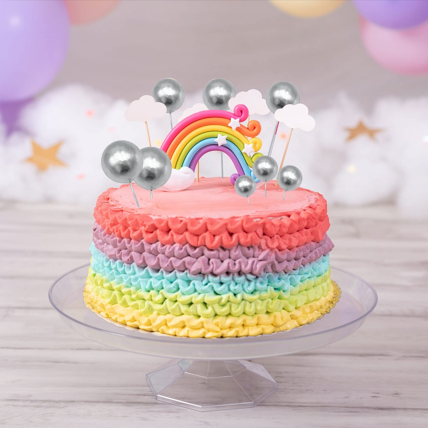 Gyufise 30Pcs Mini Balloon Cake Topper Foam Ball Cake Picks Cupcake Faux Pearl Balls Diy Cake Insert Topper Decoration For Anniv