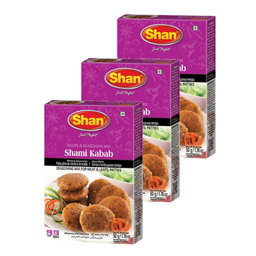 Shan Shami Kabab Seasoning Mix - Spice Powder for Meat & Lentil Patties - 1.76 oz (Pack of 3) - Vegetarian Friendly