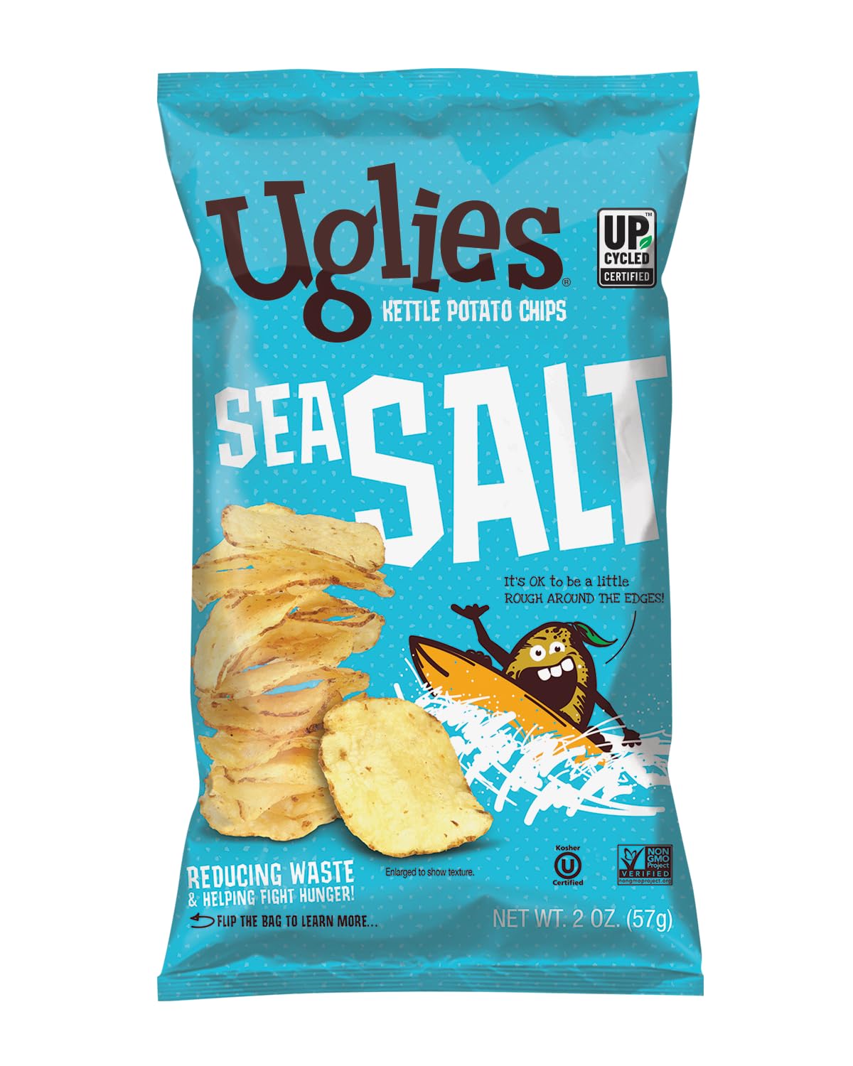 Uglies Kettle-Cooked Potato Chips, Gluten-Free, Non-GMO, Sea Salt, 2 Oz, Pack of 24