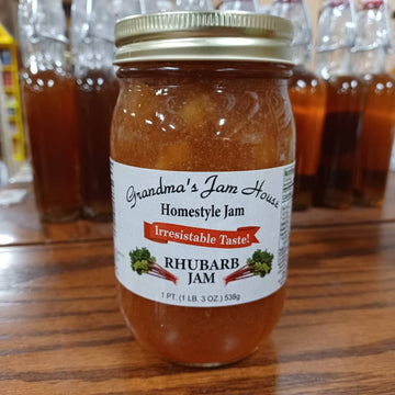 Grandmas Jam House Homestyle Rhubarb Jam, 1 Pint Jar, Multi Color