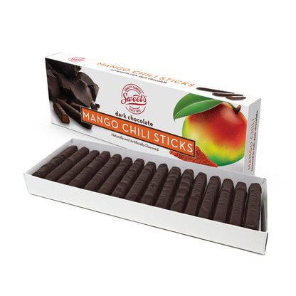 Sweet Candy Company Dark Chocolate Mango Chili Sticks - Gourmet Chocolate Covered Sticks, Chocolate Fruit Flavored Sticks, Gift 