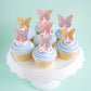 24 Pcs Butterfly Cupcake Toppers Assembled Rose Gold Glitter Double Layers 3D Butterfly Baby Shower Cupcake Food Picks Decoratio