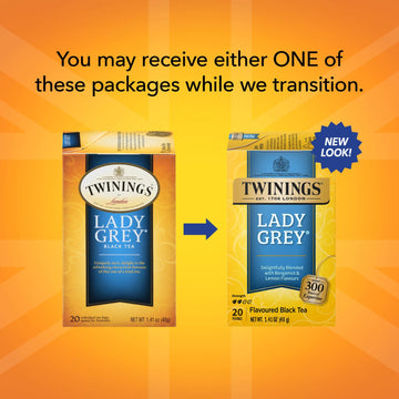 Twinings Lady Grey Tea Bags, Black Tea with Citrus Flavors, Caffeinated, 20 Count (Pack of 3)