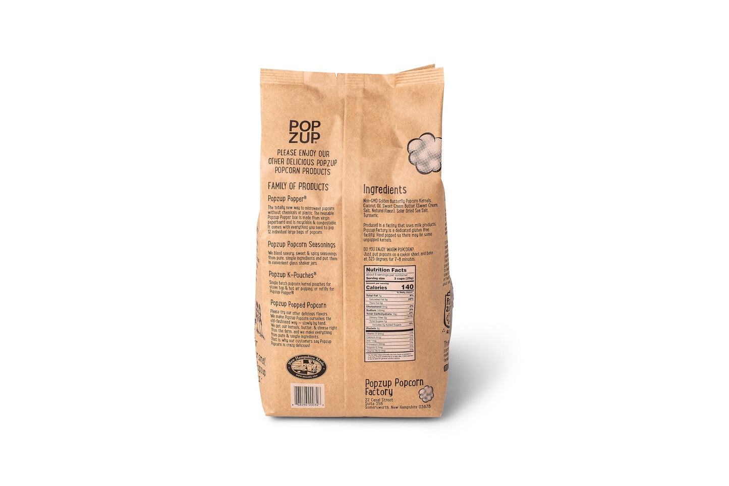 Popzup Popcorn - Gluten Free, Non-GMO, Hand-Popped & Seasoned, Butter Me Up Flavor, 5 Ounce (Pack of 2)