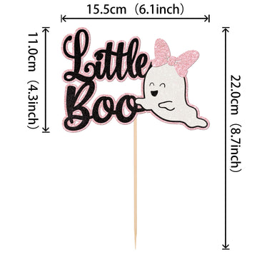 1 Pcs Little Boo Cake Topper Glitter Baby Boo Ghost Halloween Cake Pick Spooky Baby Shower Cake Decoration For Halloween Theme B