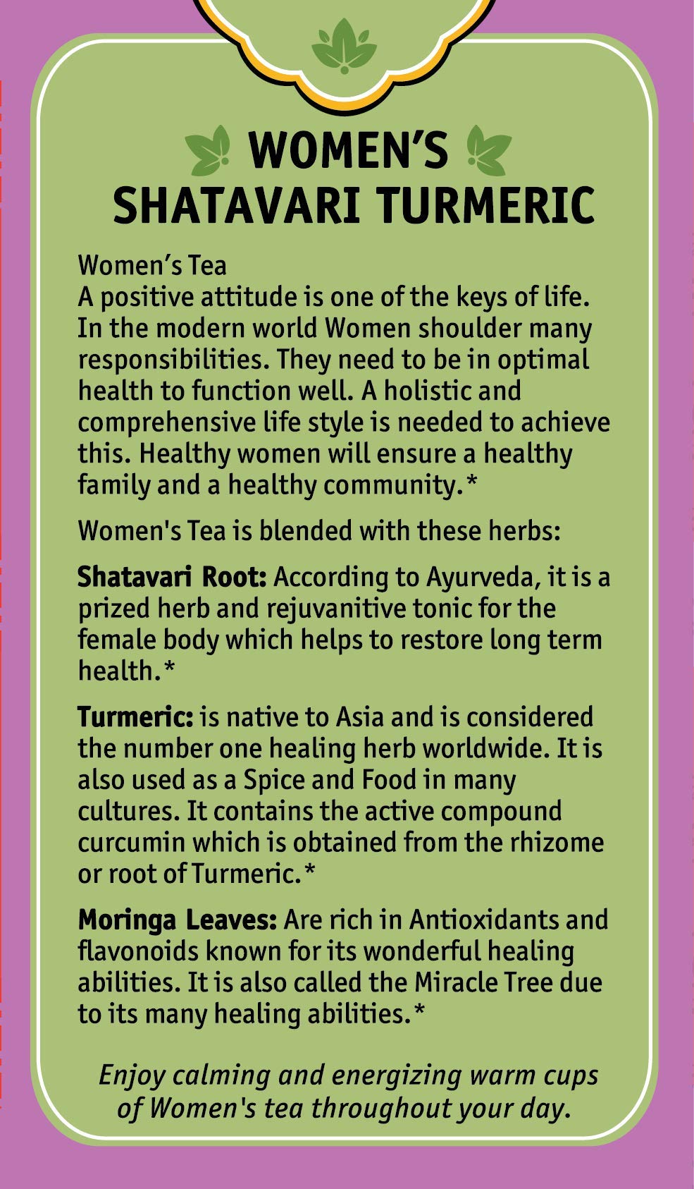Herbal Cup Womens Tea, Organic Shatavari Turmeric, 16 Count, Caffeine-Free