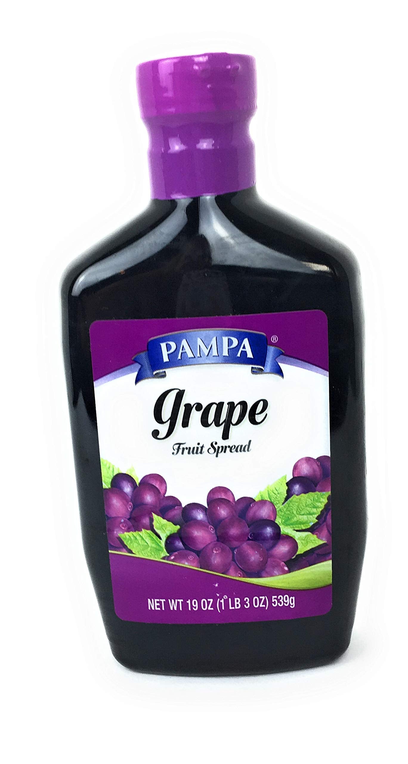 Pampa Fruit Spread Grape Jelly 19 Oz Package + Strawberry Jelly 19 Oz Package Variety Pack Bundle