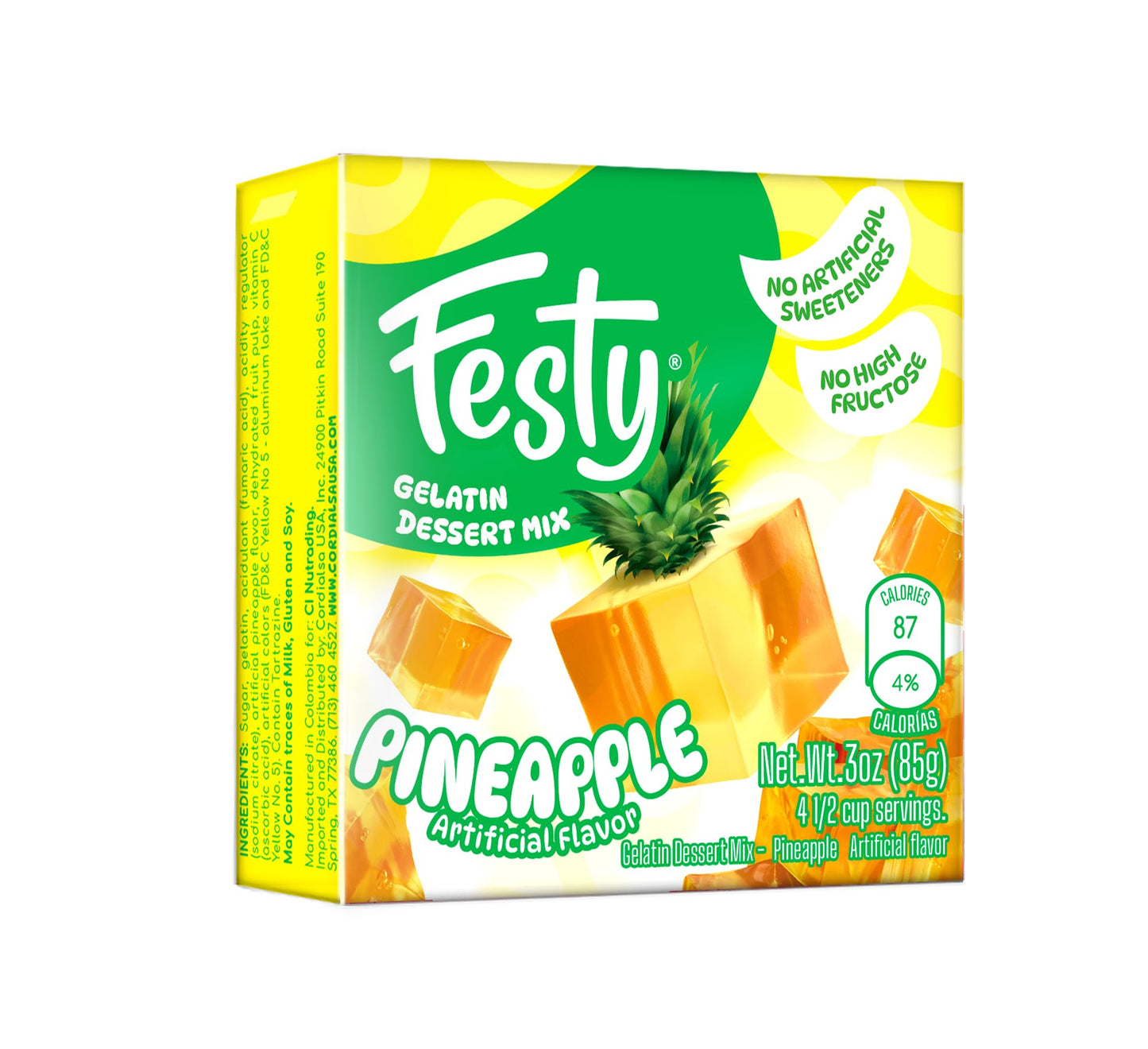 Festy Pineapple Gelatin Dessert Mix, 3 oz