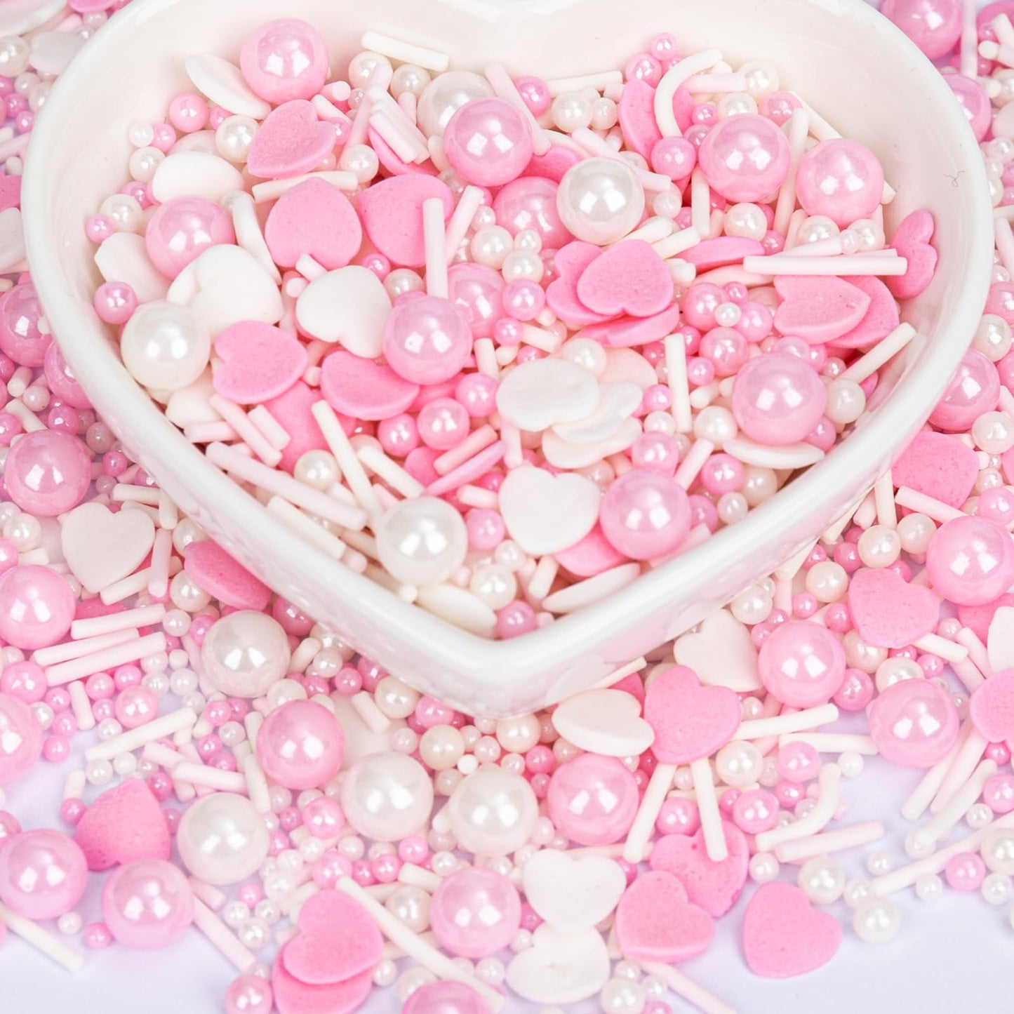 Twisweet Edible Pink Sprinkles For Cake Decorating  Pink Pearls Heart Sugar Sprinkles Mix Baking Candy  Cake Topper Cupcake Cookie Ice Cream Decorations  Valentine MotherS Day Birthday Wedding Baby Shower Party Supplies (130G/4.58Oz)