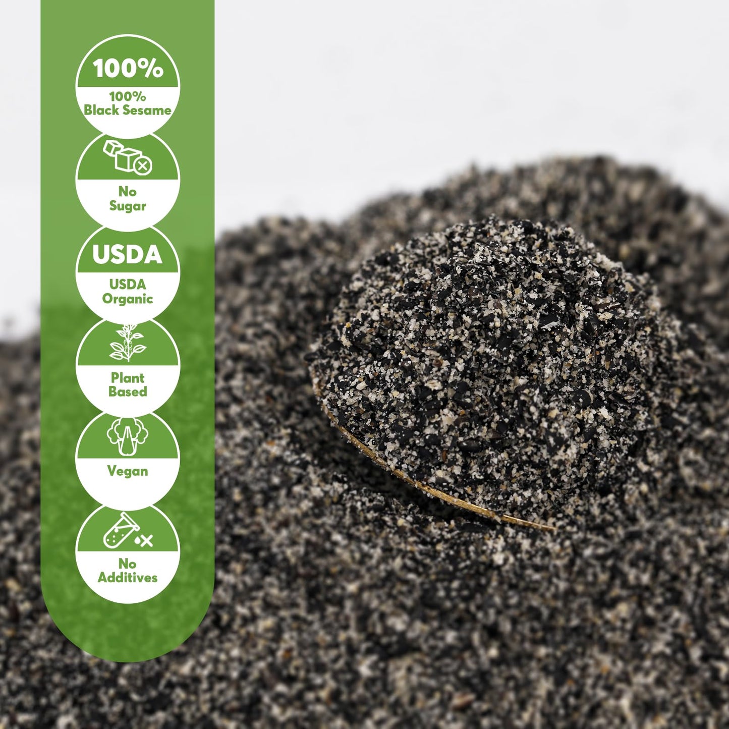 Onetang Organic Black Sesame Powder No Sugar Low Temp Roasted Halal Non-Gmo Black Sesame Paste 12.36 Oz (350G)