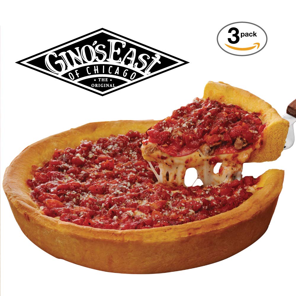 GINOS EAST OF CHICAGO Deep Dish Pizza 3 Pack - Sausage and Pepperoni Combo - 2 Pound